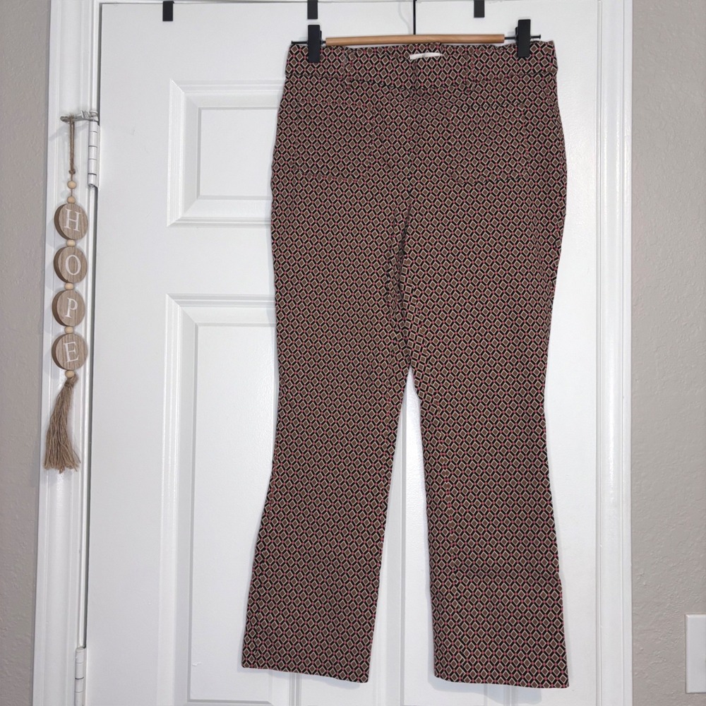 NWOT Haver & Blair London Preppy Retro Ankle Pants Diamond Jacquard Print SzM